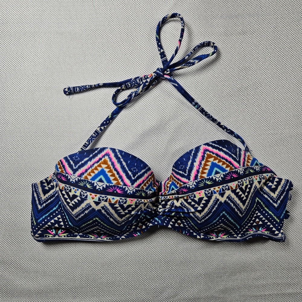 Endless Sun Womens Bikini Swim Top Medium Geometric Print Padded Underwire